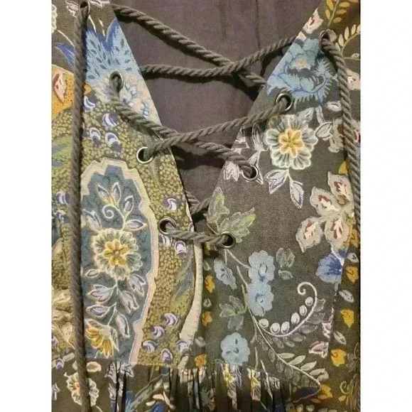 Free People Dress Size S Rain Shine Mini Tunic Boho Floral Paisley Oversized - Picture 6 of 16